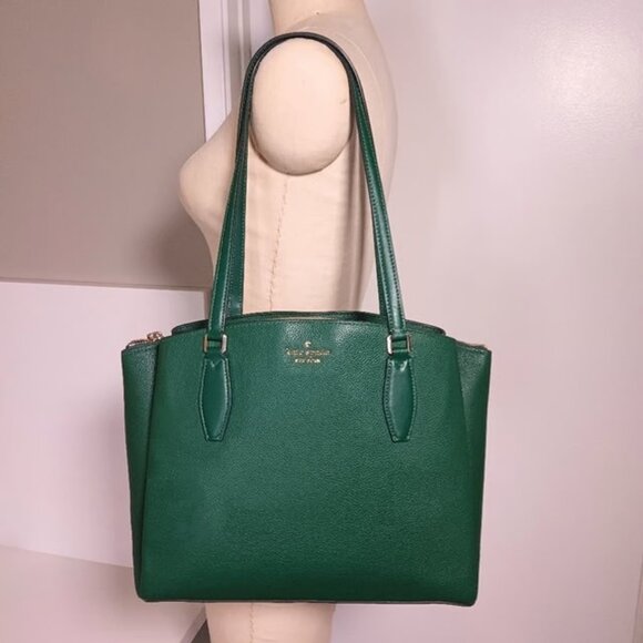 Kate Spade Monet Large Triple Compartment Tote Deep Jade Green wkru6948 - Picture 5 of 7